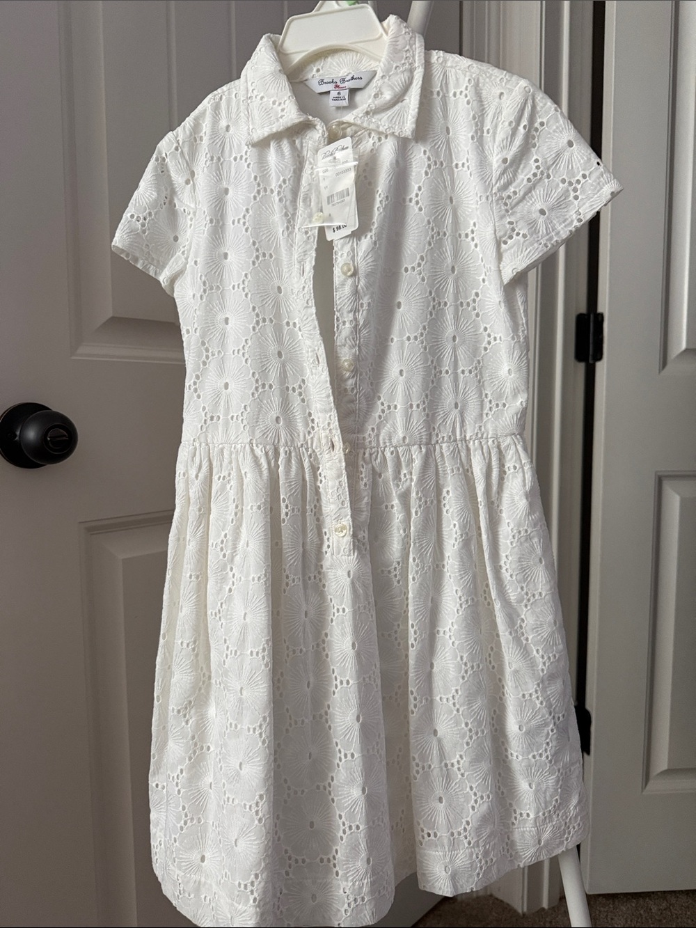 Brooks Brothers White Eyelet Shirt Dress for Girls